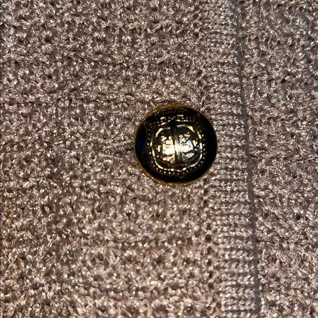 Talbots‎ Kate Metallic Knit Button Up Crew Neck Cardigan Sweater Gold Shimmer XS - Image 4