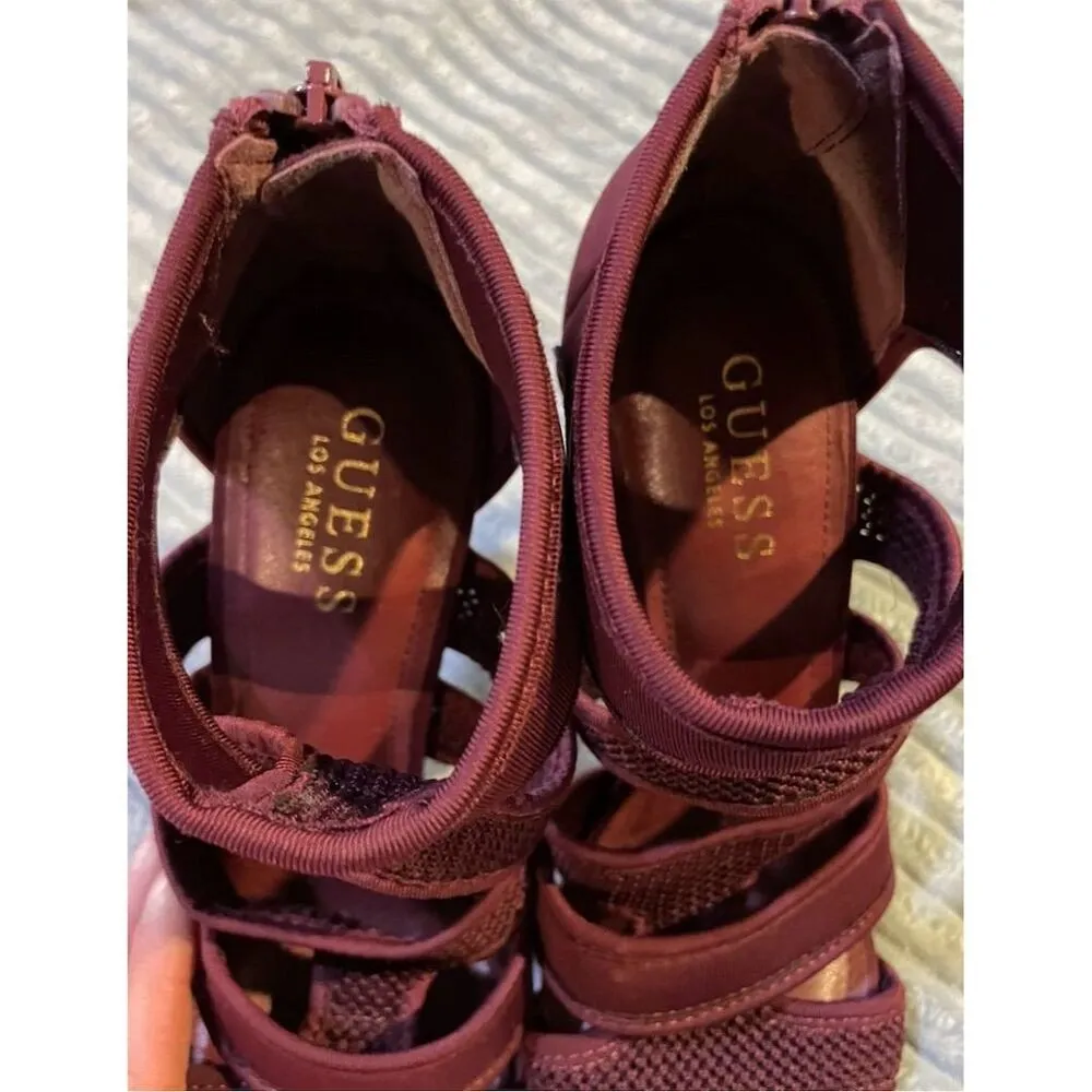 Guess Women's Strappy maroon Stiletto Heels, Size not listed, would fit size 9 - Image 4
