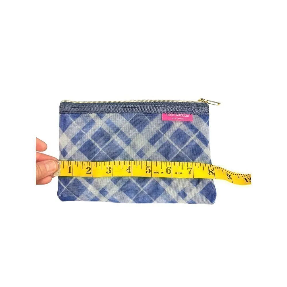 ISAAC MIZRAHI Mesh blue Travel Kit Bag Cosmetic Case Organizer 8x5” - Image 8