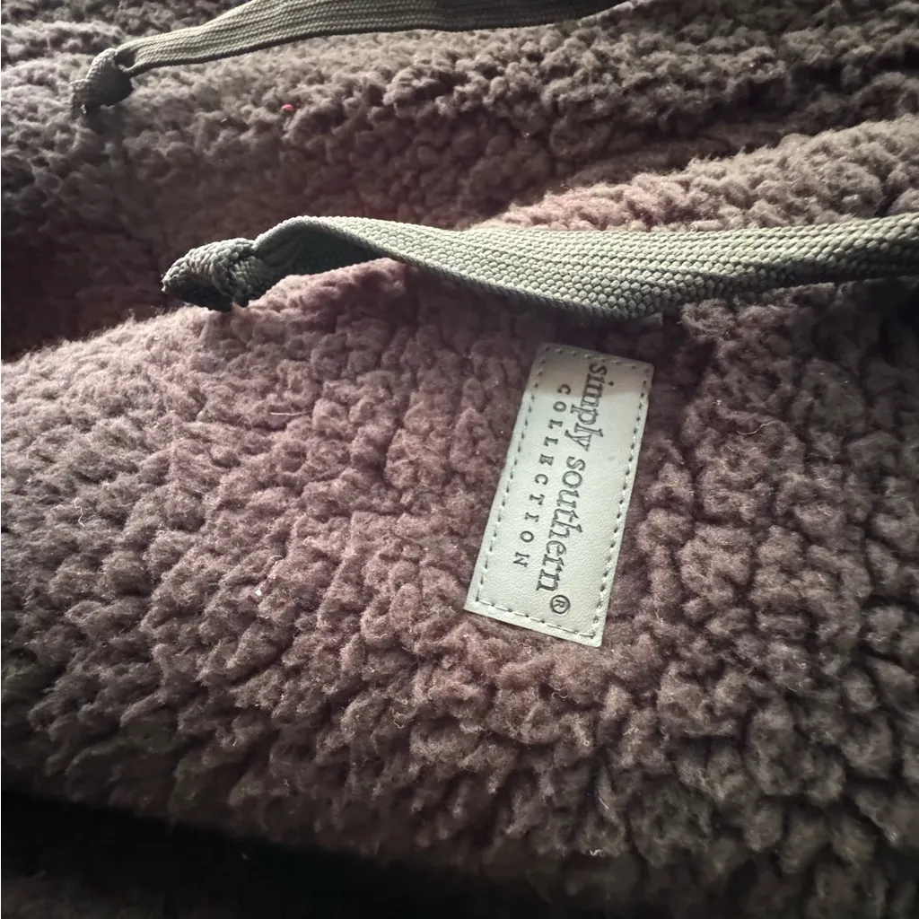 Simply Southern Black Sherpa Quarter zip Hoodie - Image 4