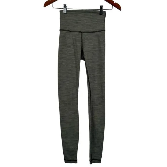 Lululemon Align High‎ Rise Leggings Size 2 Striped Grey Black Yoga Athleisure - Image 5