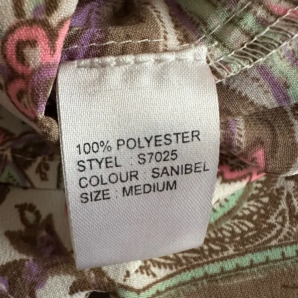 Elan Sanibel Beach Romper Tan Pink Paisley Shorts One Piece Vacation Resortwear - Image 6