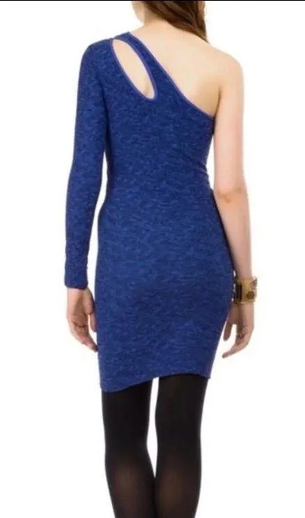 Blue One Sleeve Dress Bodycon Cocktail Dress - Image 8