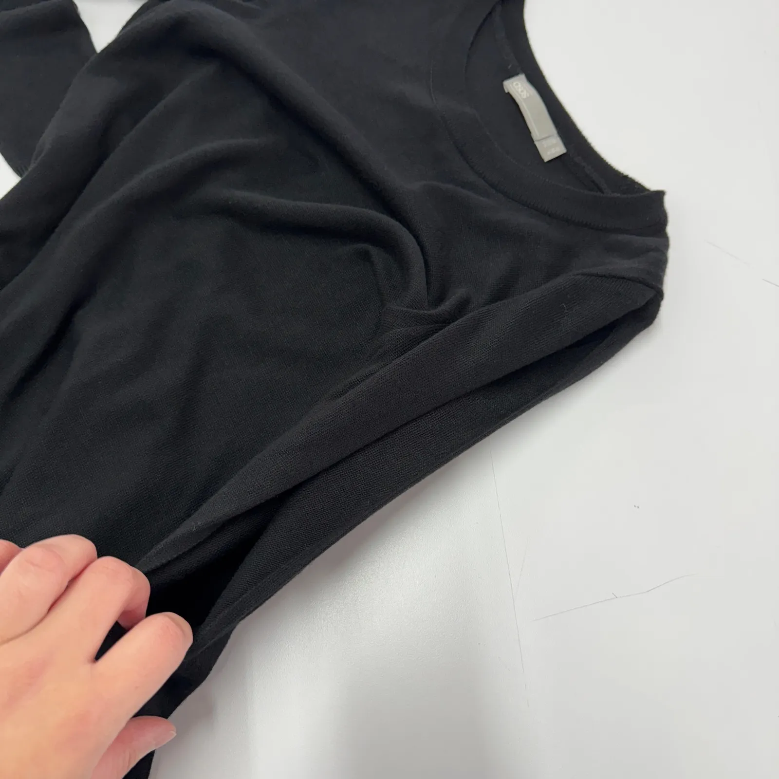 ASOS Womens Dress Size US 6 Black Split Open Sleeve Crew Neck Sweater Knit Mini - Image 8