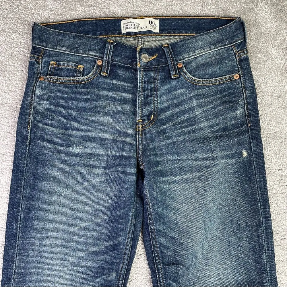 Abercrombie & Fitch Jeans Women's 24 Blue Boyfriend Straight Relaxed Dark Denim - Image 3