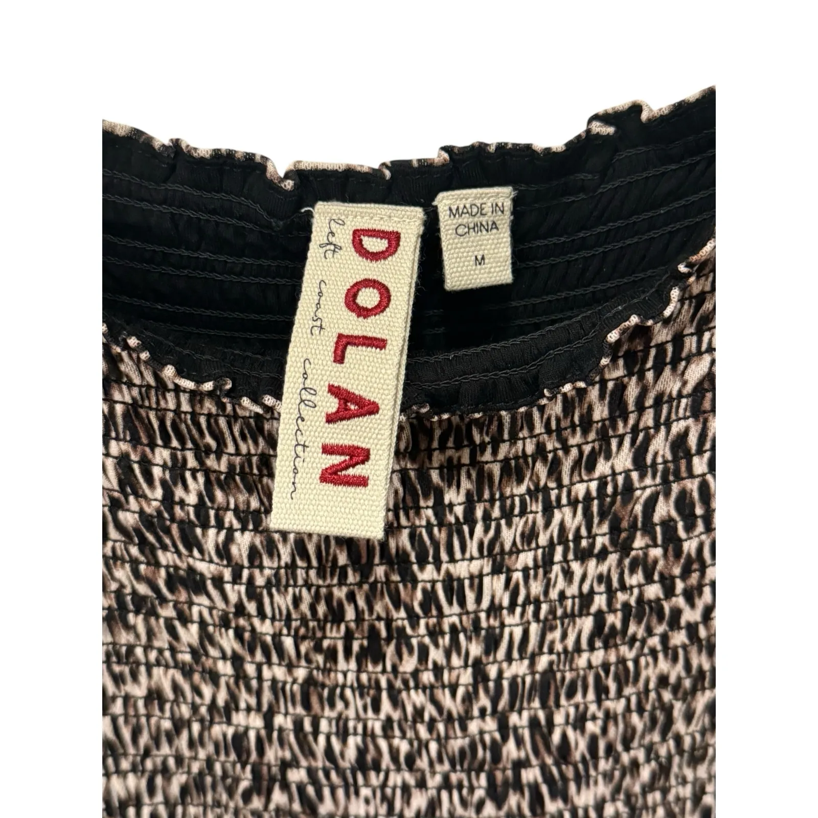 Anthropologie Dolan‎ Cheetah Animal Print SmockedMidi Long Sleeve Dress Medium Tan - Image 4