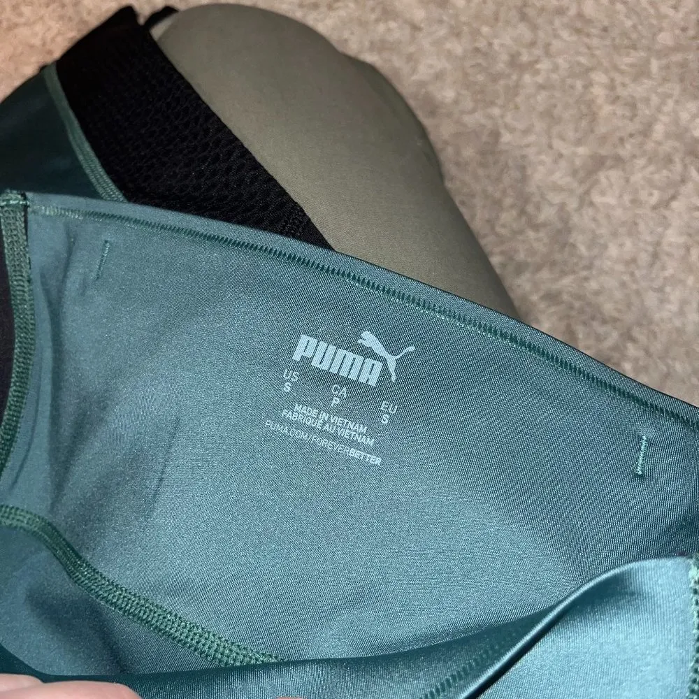 Puma green and black athletic leggings size small - Image 2