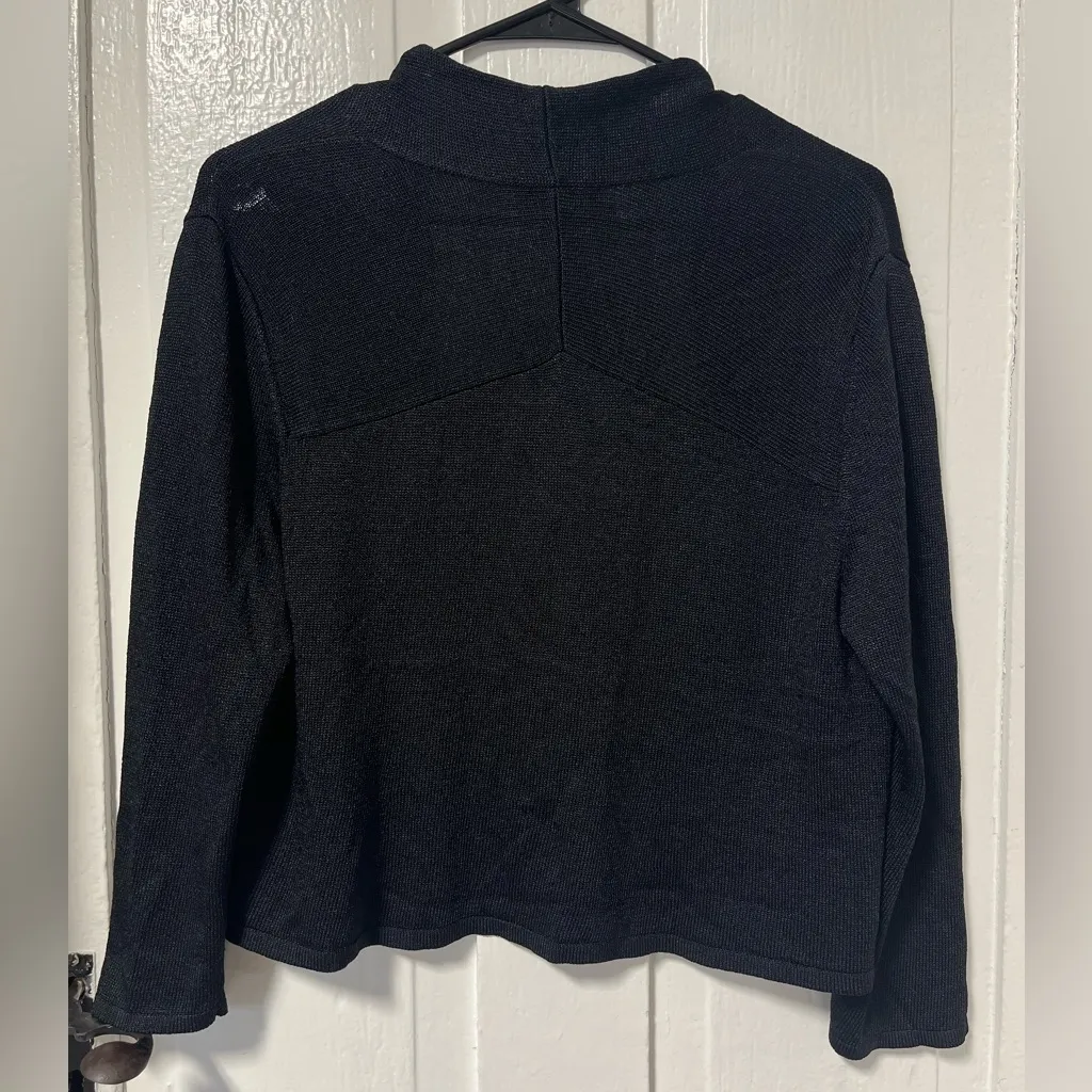 Eileen Fisher Cropped open front Viscose Knit Black cardigan w/ Back seaming S - Image 2