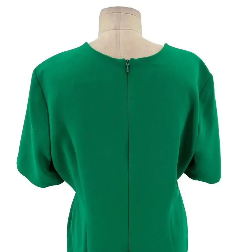 Black Halo Joanna Sheath Dress Green Short‎ Sleeve Buttons Size 18 - Image 12