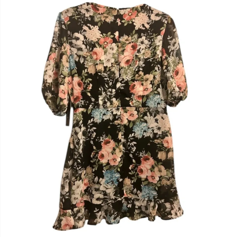 Lulus Spring My Bell Black Floral Print Ruffled Puff Sleeve Mini Dress - Image 5