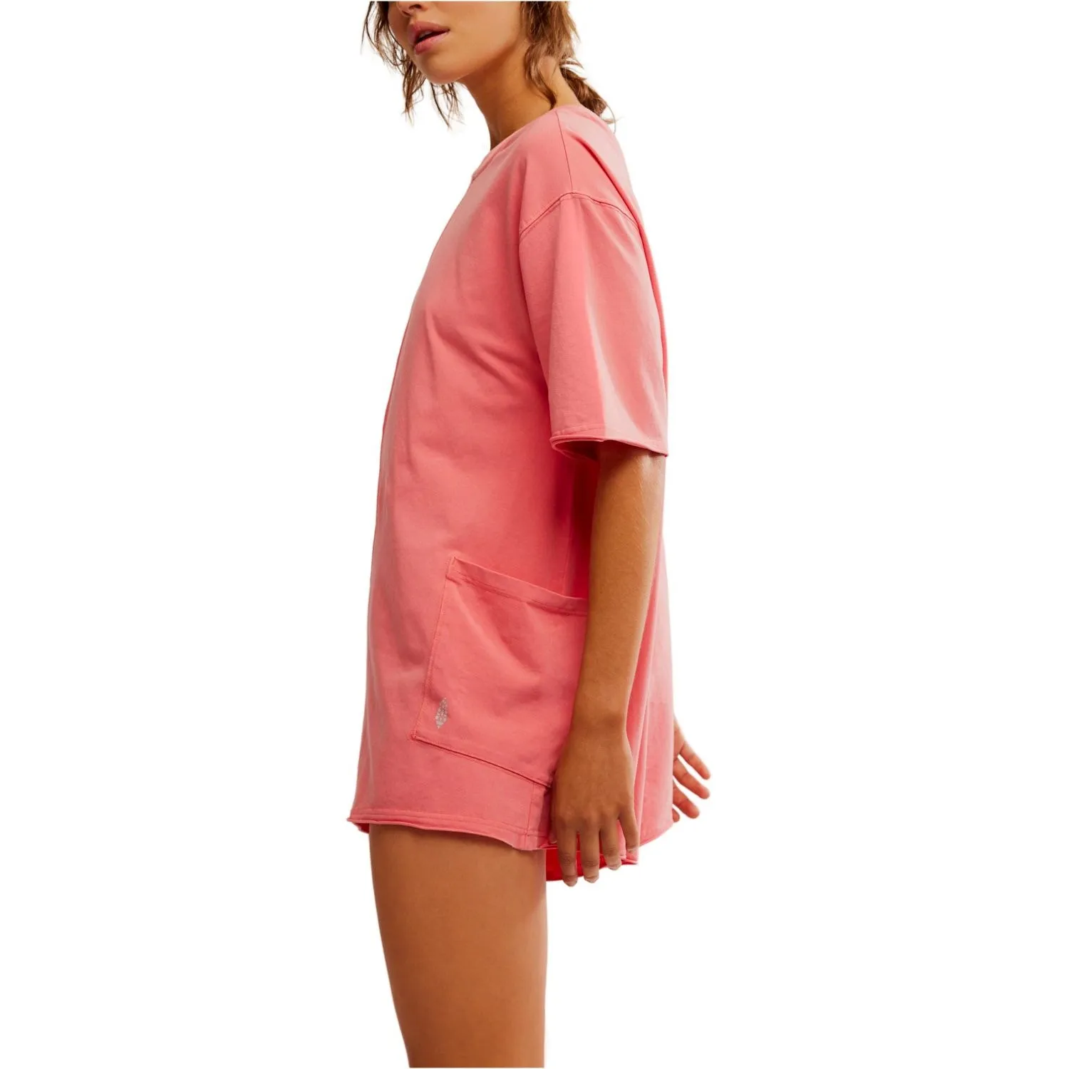 Free People Movement NWT Neon Coral Oversized Shapeless Hot Shot Tee Romper XS - Image 12