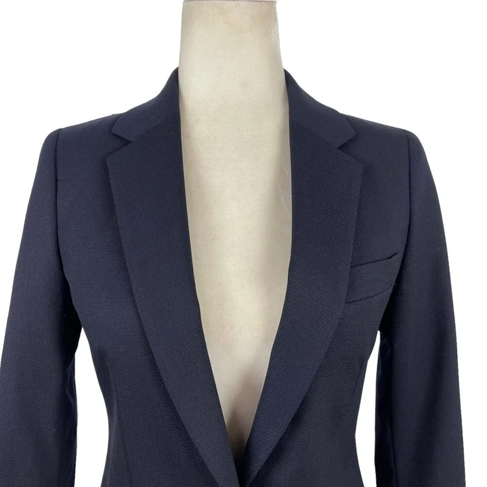 Reiss Hartley Textured Single Breasted Wool Blazer Jacket Navy Size 0 Job Office - Image 5