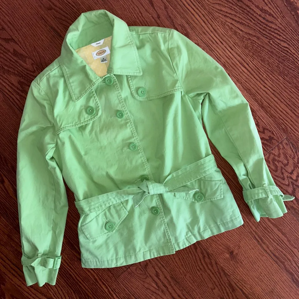 Talbots Stretch Pea Coat Jacket Size 8 Tie Waist Pistachio Size Medium - Image 3