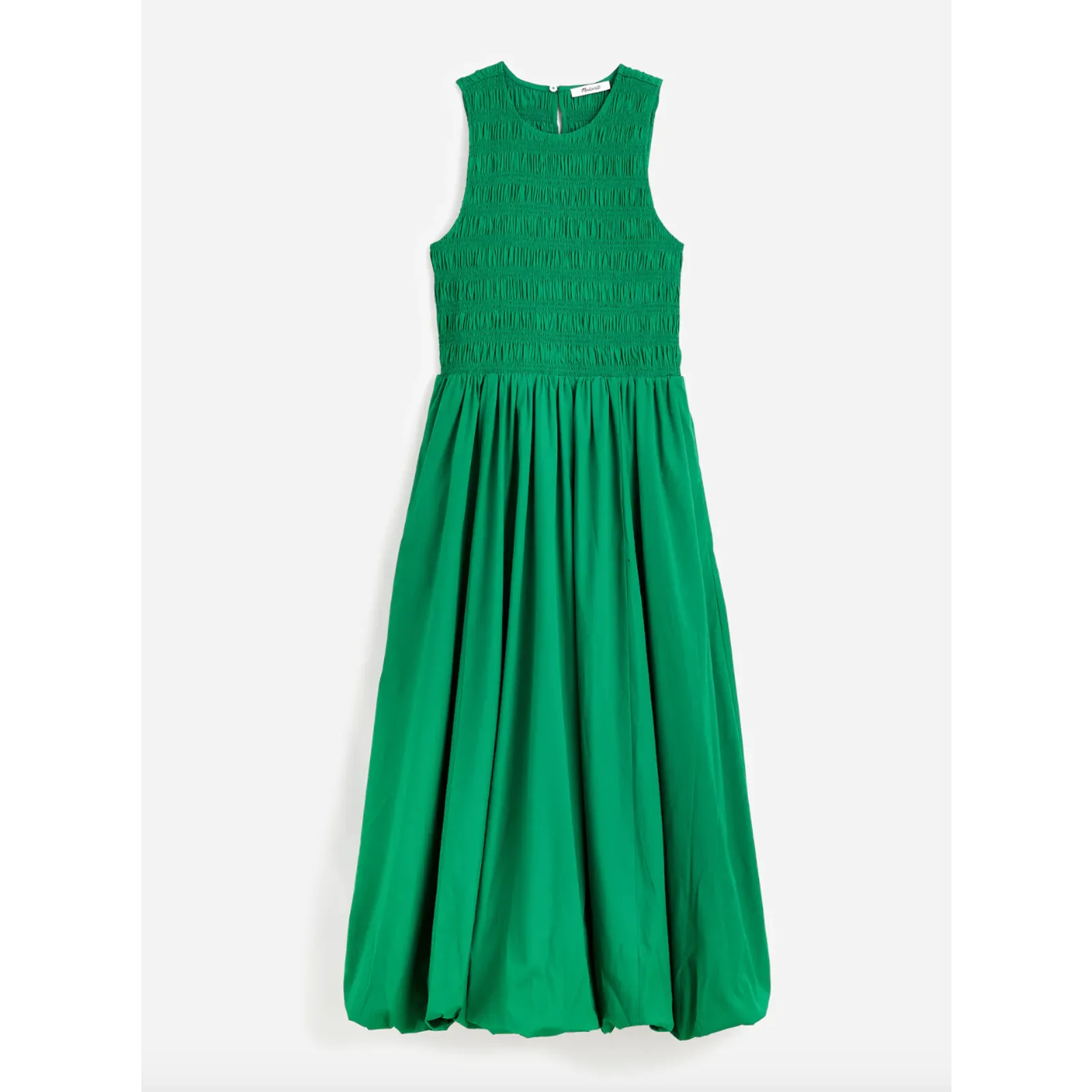 Madewell The Melody Bubble Hem Smocked Midi Dress Poplin Verdant Green Large NWT - Image 6