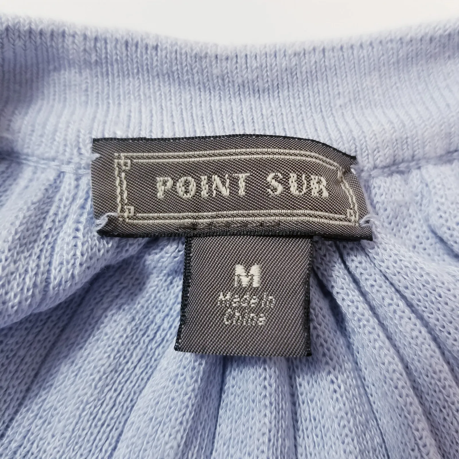 Point Sur Light Blue Linen Blend Knit Maxi Dress Sleeveless Drawstrings Size M - Image 4