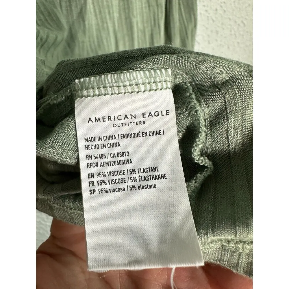 American Eagle Green Mock Neck Soft Sexy Rib Lightweight Tank Top Size S - Image 4