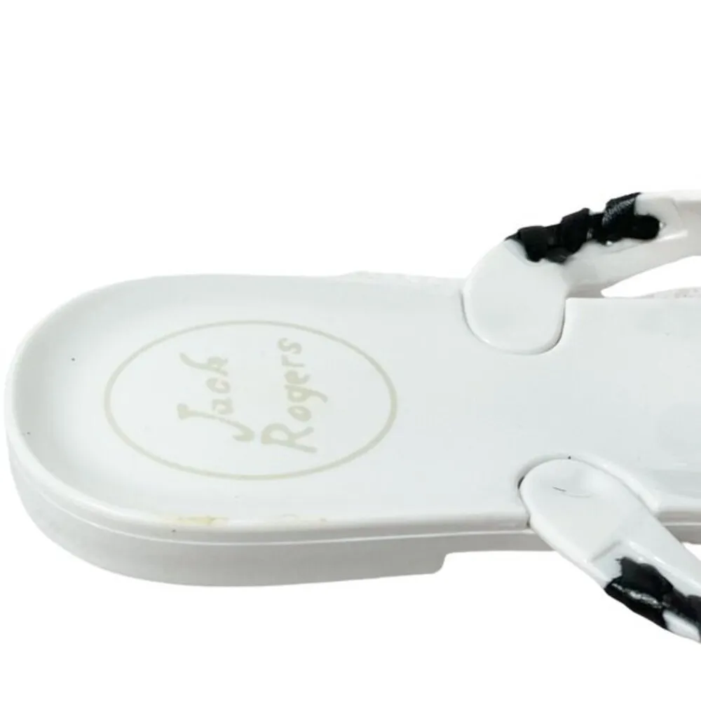 Jack Rogers Georgica Jelly Flip Flop Thong Sandals White & Black Women’s Size 5 - Image 10