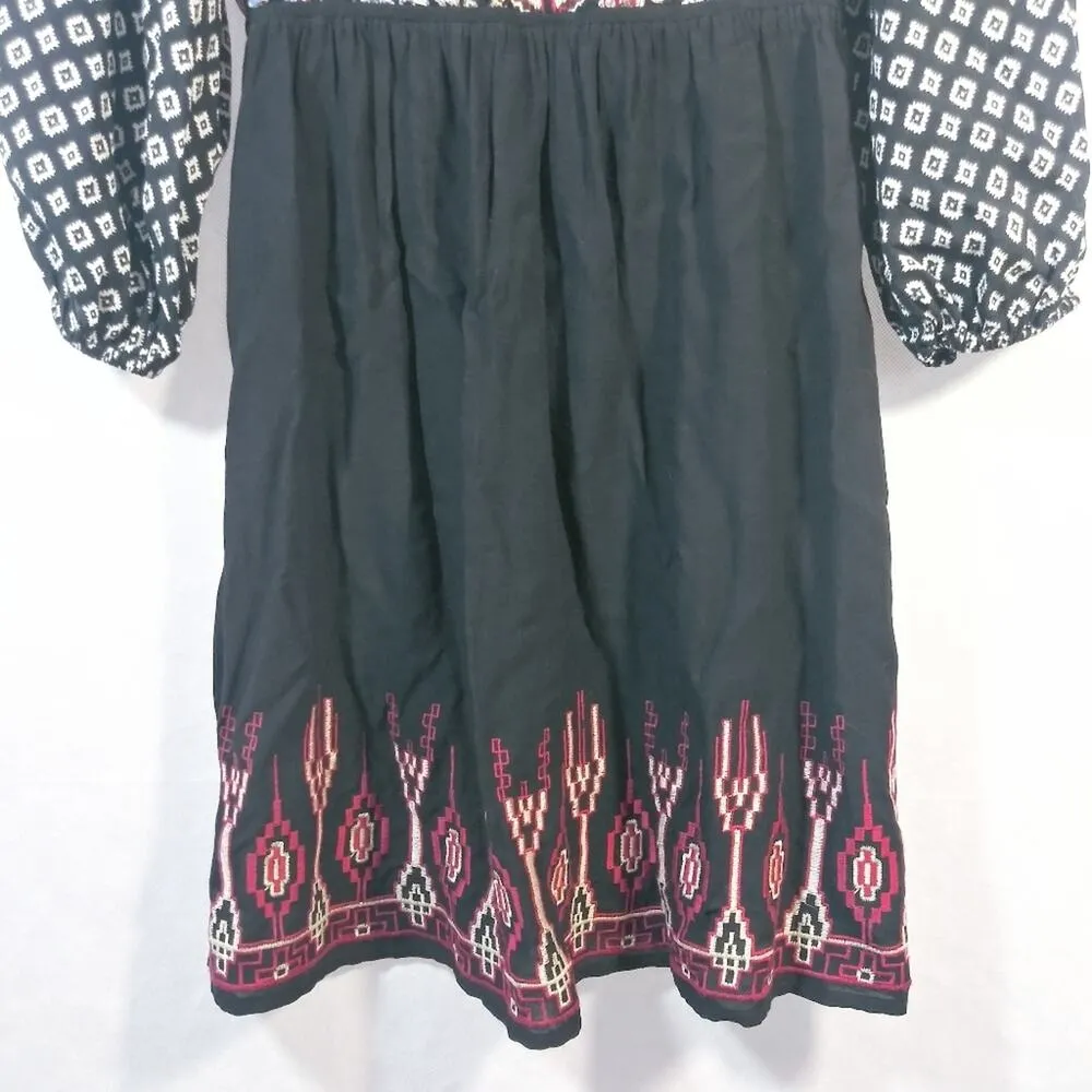 Flying Tomato Black Embroidered  Dress Boho Western Festival Size S - Image 3