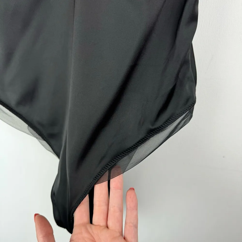 NWT ZARA Black Satin Teddy Mesh Trim Bodysuit Sz Small Lingerie Sexy - Image 9