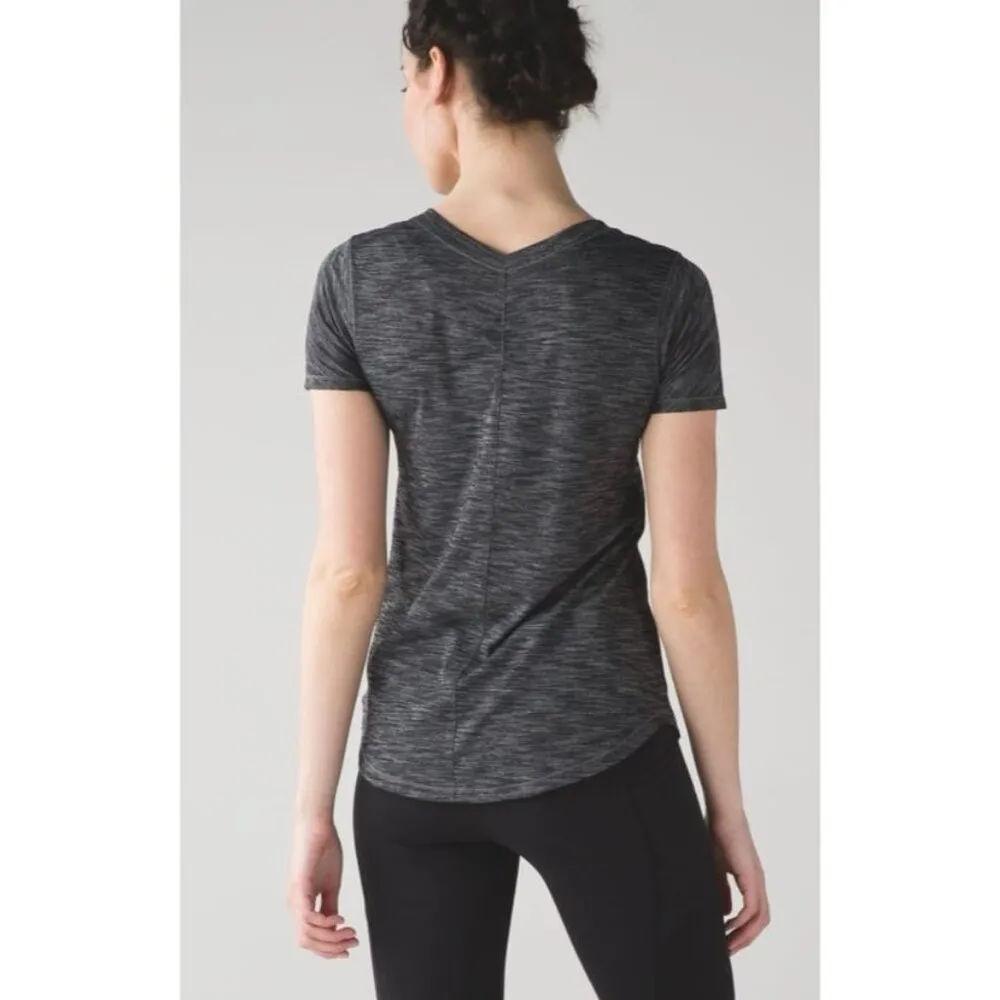 Lululemon womens Intensi-Tee sz 2 Heathered Navy grey Short Sleeve Top athletic - Image 6