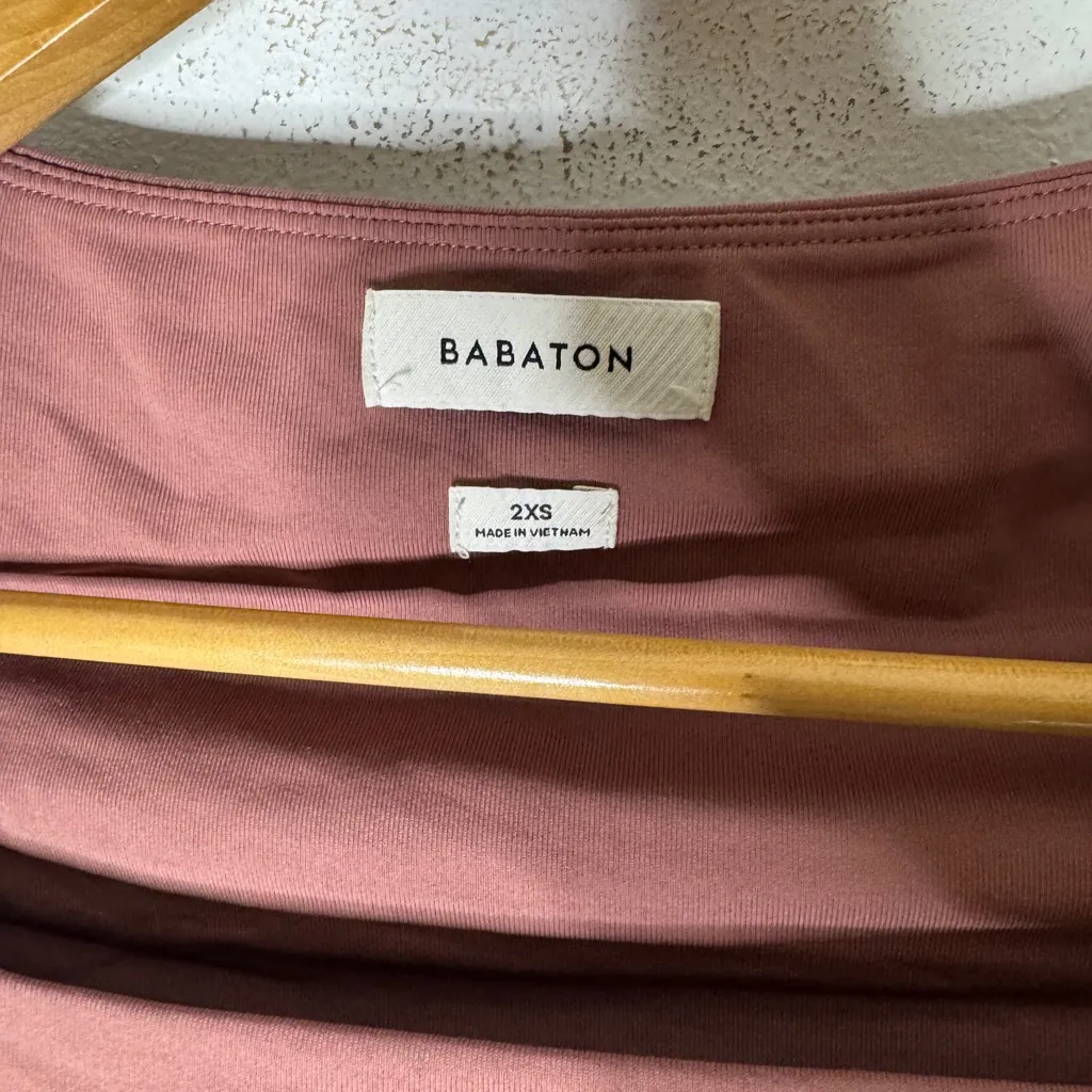 Babaton 2xs Contour Square neck Long‎ Sleeve Crop Top Mauve Rose - Image 3