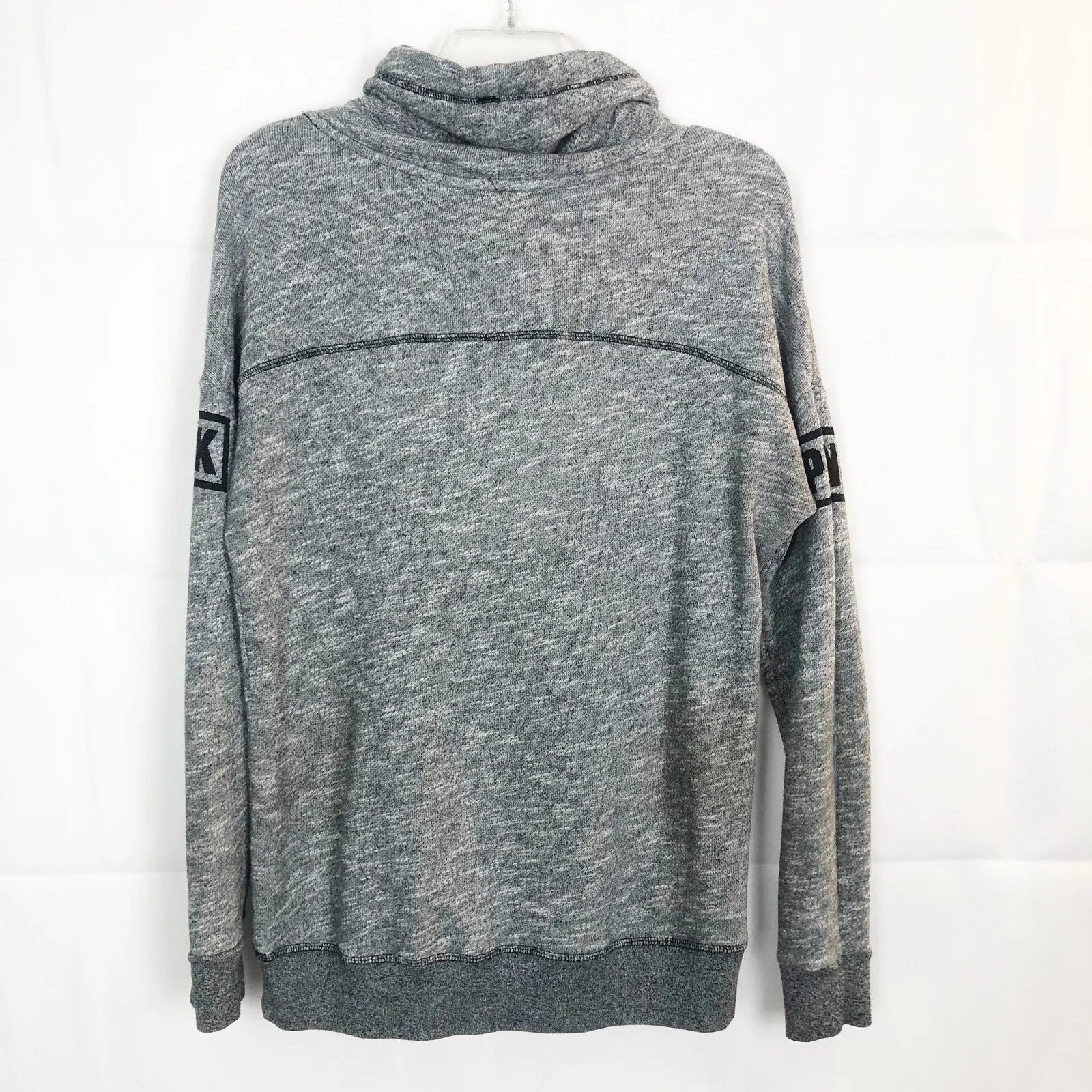 VS Pink Women's Funnel Neck Sweatshirt Long Sleeve Gray/Black Size XS Gray - Image 5