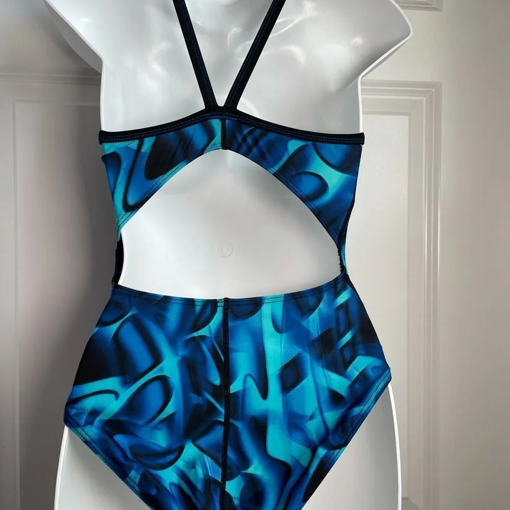 The Finals Competition One Piece Swimsuit Geometric Print XXS/30 Bright Blue - Image 13