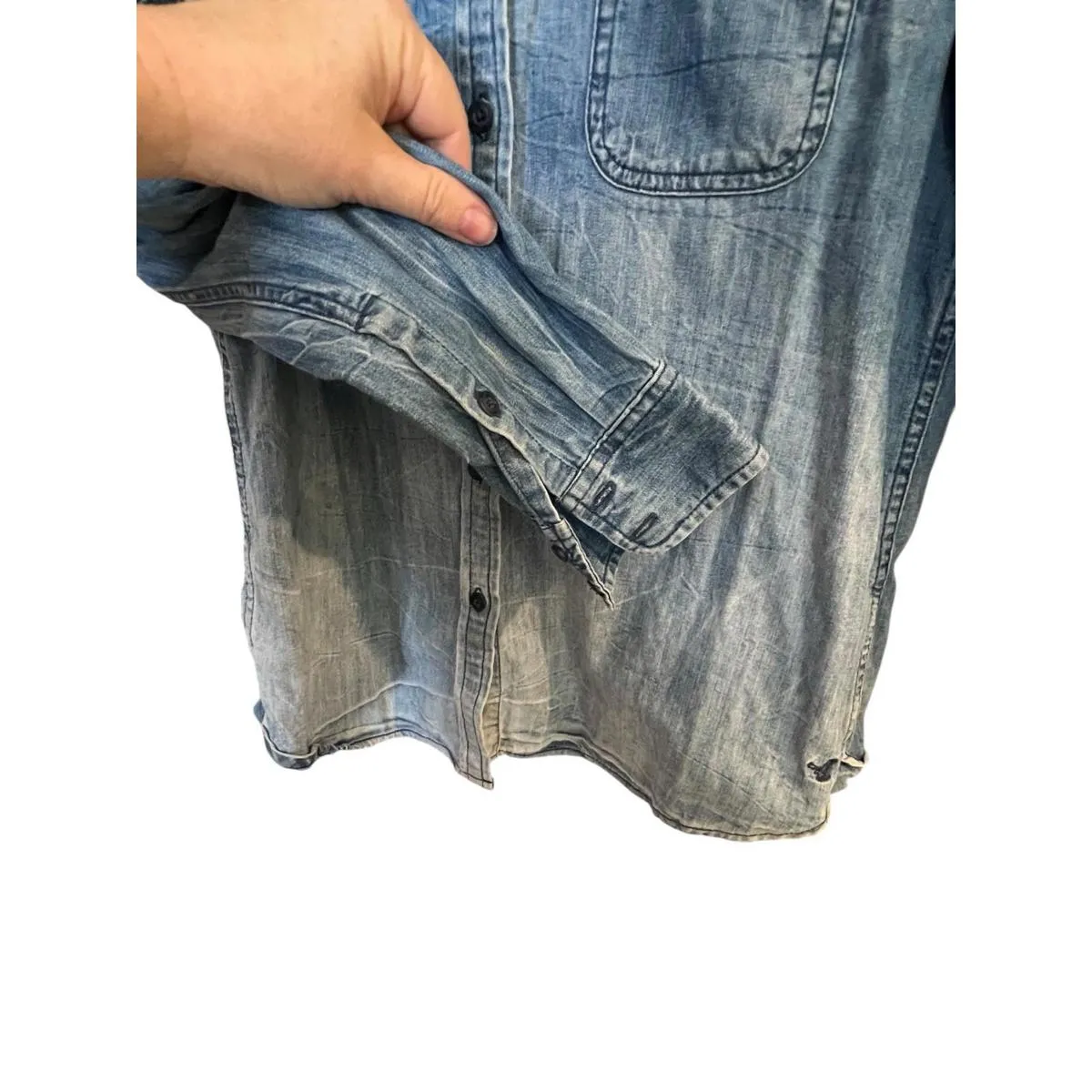 American Eagle Denim Long Sleeve Button Front Shirt Women’s Size Medium - Image 6