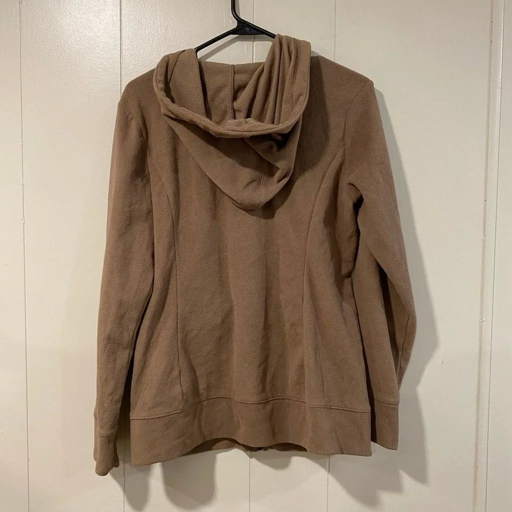 Old Navy Women’s Brown Fleece Zip Up Hoodie Jacket Size Medium Cozy Lightweight - Image 2