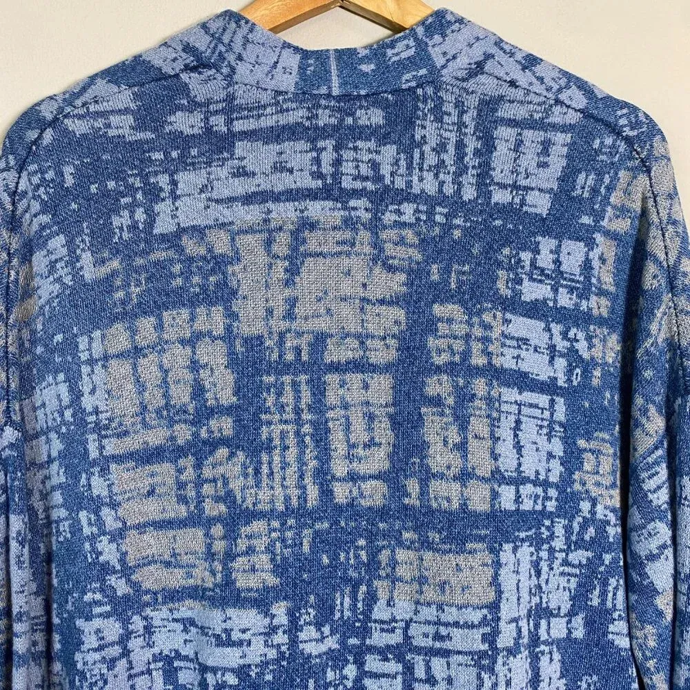 NWOT J. Jill Pure Jill Indigo Abstract Knit Cardigan Sweater Womens XS Blue Cozy - Image 12