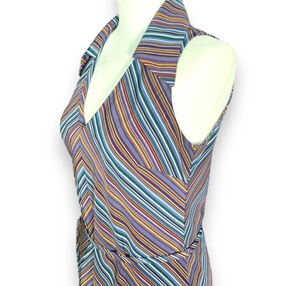 Y2K Jonathan Martin Dress Multicolor Stripe Sleveless Retro 70s Sleeveless Midi - Image 8