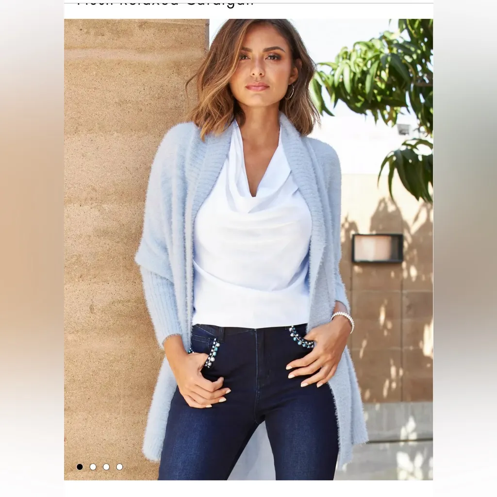 Boston Proper Light Blue Fuzzy Sweater. Size M/L - Image 13