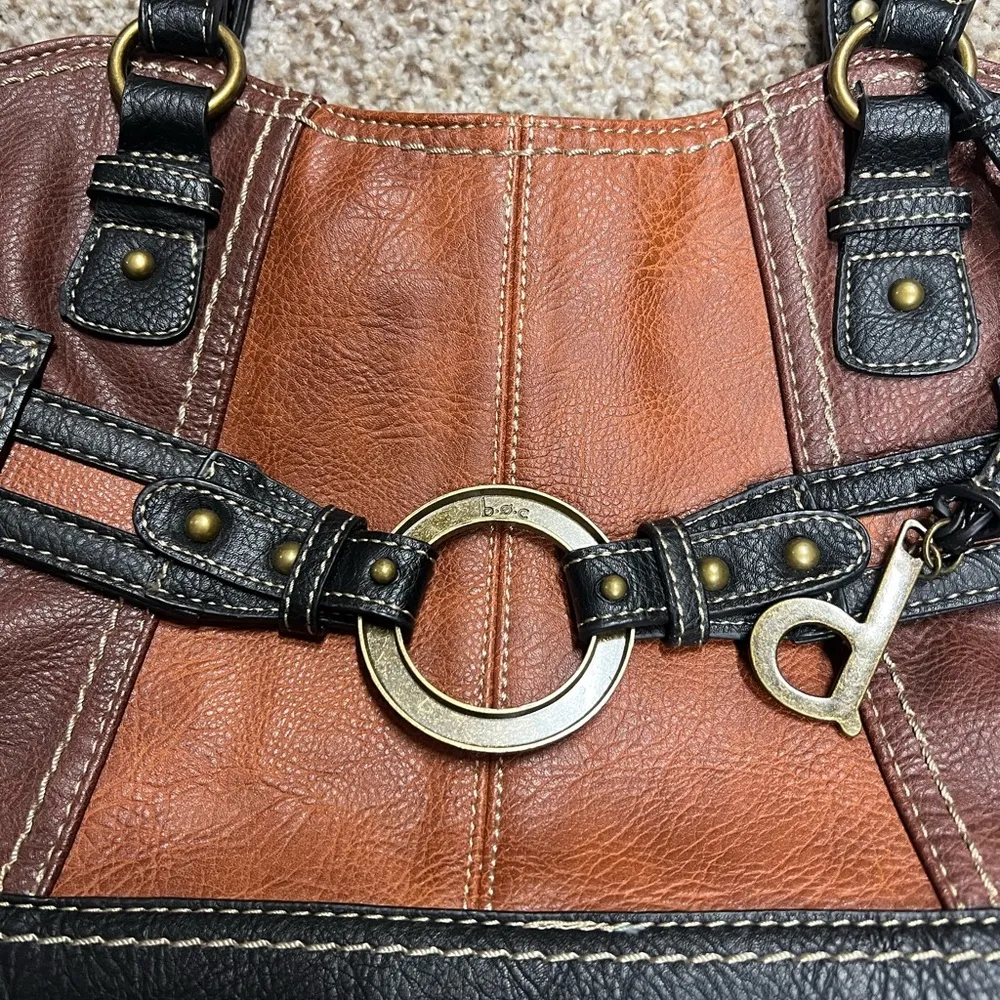 BOC Brown and Black with Buckle Pebble Texture Hand Bag - Image 4