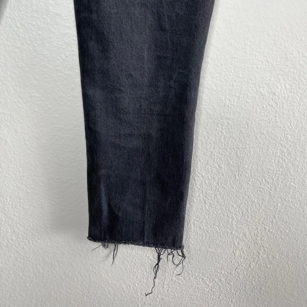 Topshop Womens Straight Leg High Waisted Black Denim Jeans Size 26 Frayed grunge - Image 5
