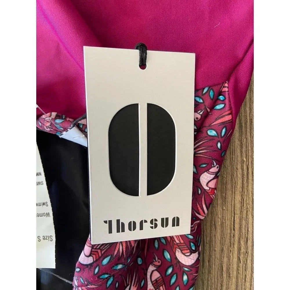 Thorsun Natalie One Piece Swimsuit Bird Print Red/Berry Women's Size Small S NWT Pink - Image 4