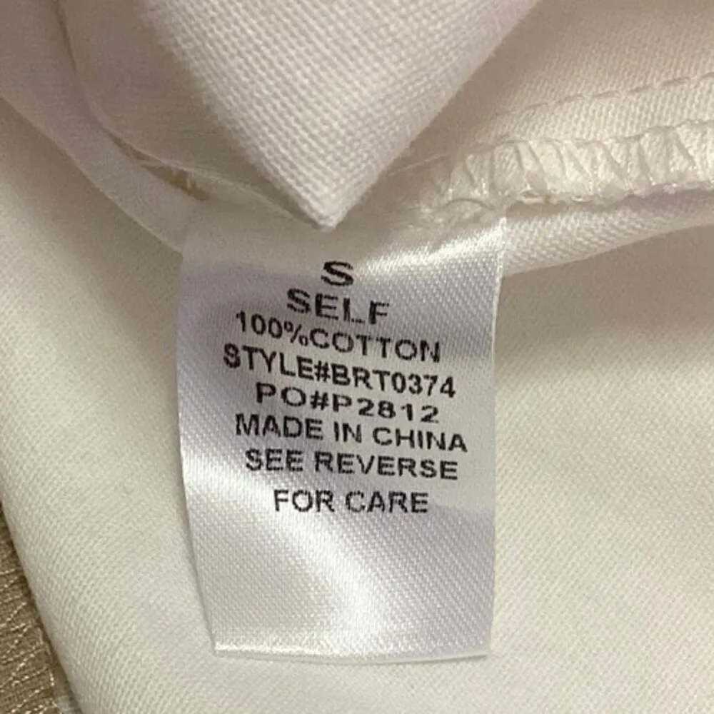 Garota Women's White Beige Raw Hem Boxy Cropped Button Down Shirt Top Size S - Image 5