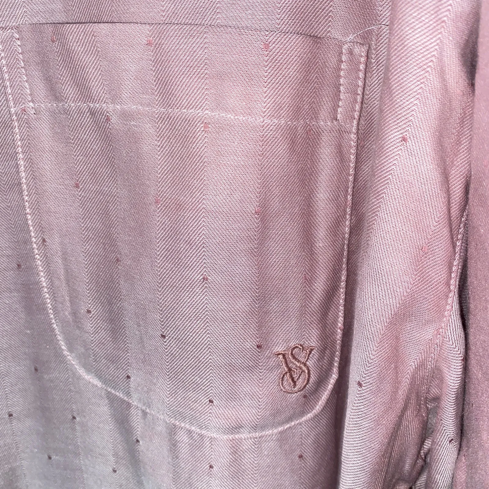 Victoria's Secret Nostalgia Rose Herringbone Pink Pajama Top Women's Size Small - Image 5