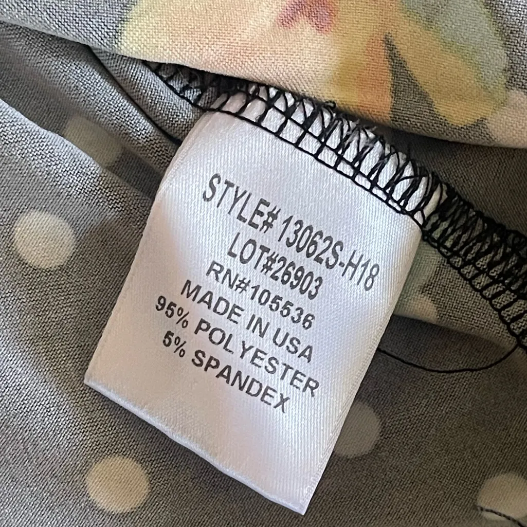 New Slinky Brand Black Floral Polka Dot Blouse and Pants Business Casual Set L - Image 4