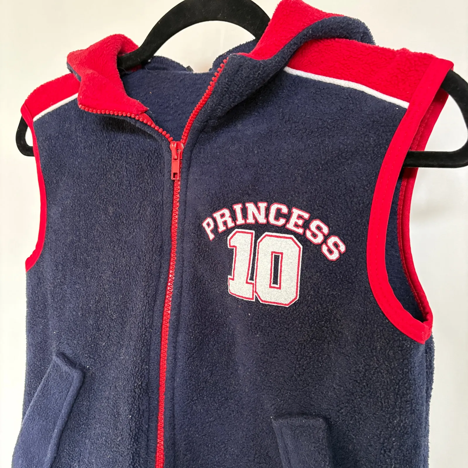 Y2K Fleece Princess Indie Sleeze Vest Full Zip Navy Red Tomboy Sporty 2000s Blue - Image 2