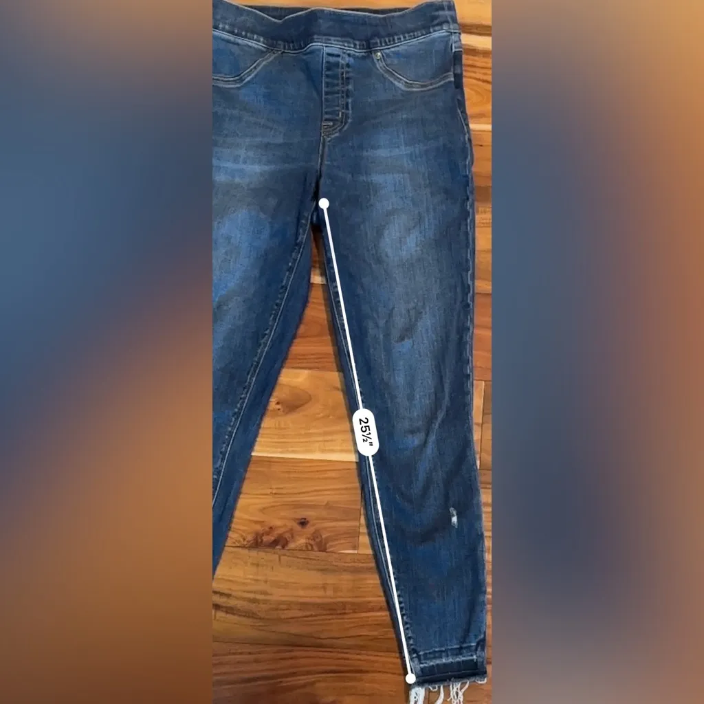 SPANX Distressed Ankle  Skinny Jeans in Dark Blue - Image 8