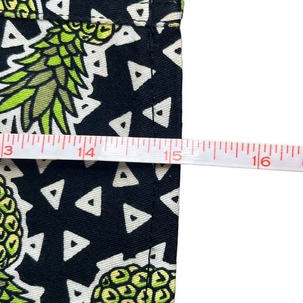 Divided H&M Black Green Pineapple Print Mini Skirt 12 Stretch Tropical Kitschy - Image 7