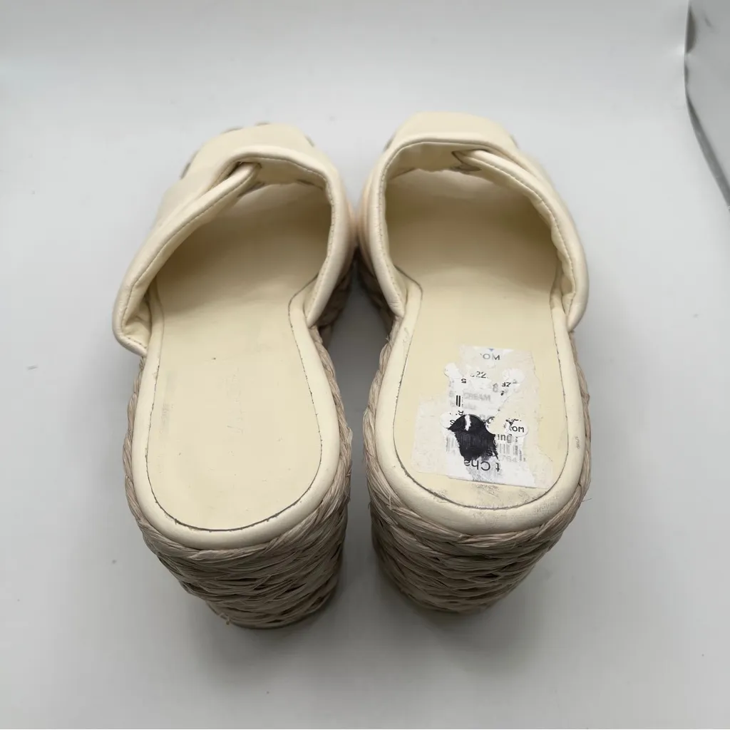 NWOB VINCE Gilian Woven Leather Espadrille Wedge Sandals White Womens Size 8.5 - Image 7