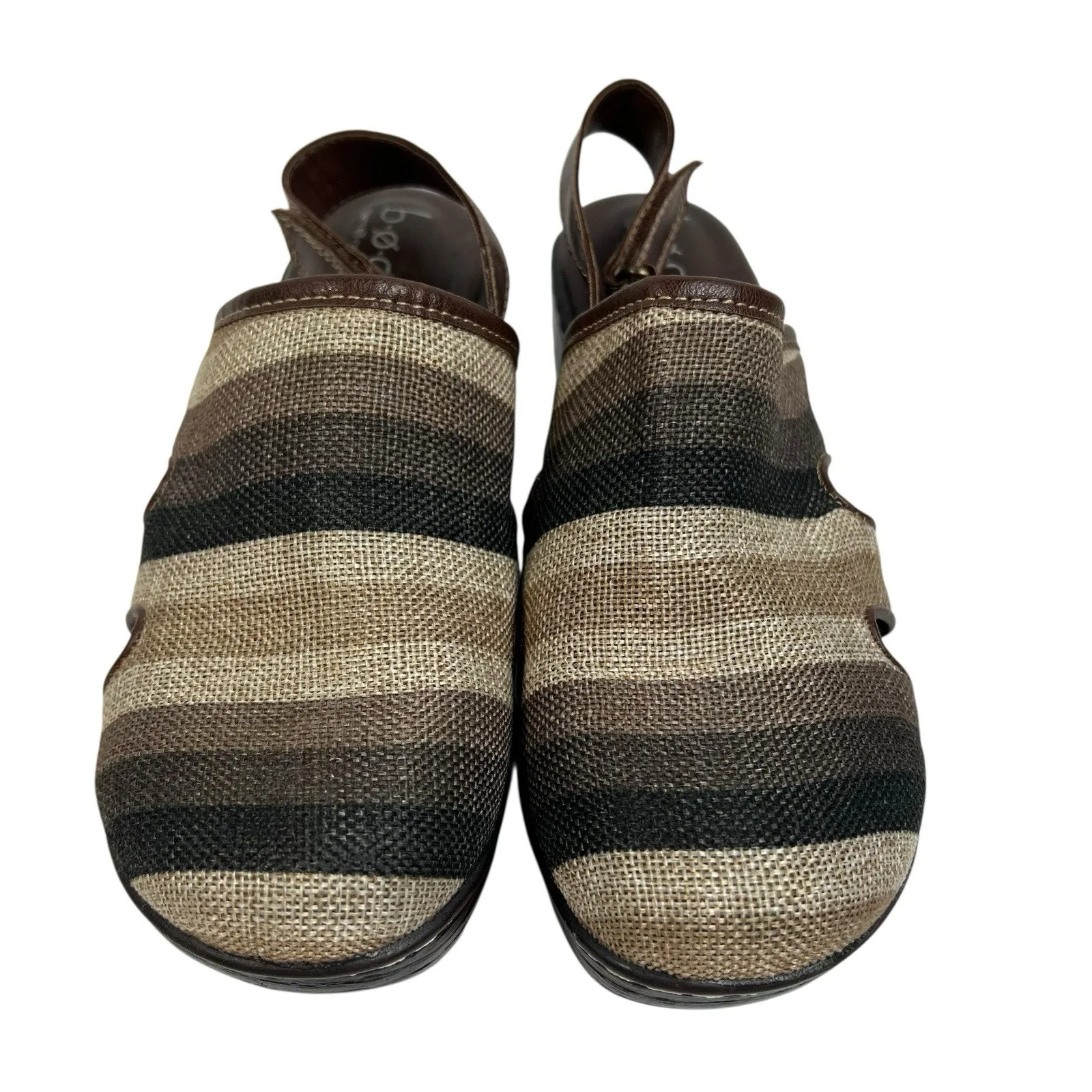 B.O.C. 8 Clogs Mules Born Concept Lyza Slingback Dark Brown Stripe Boho Hippie - Image 2