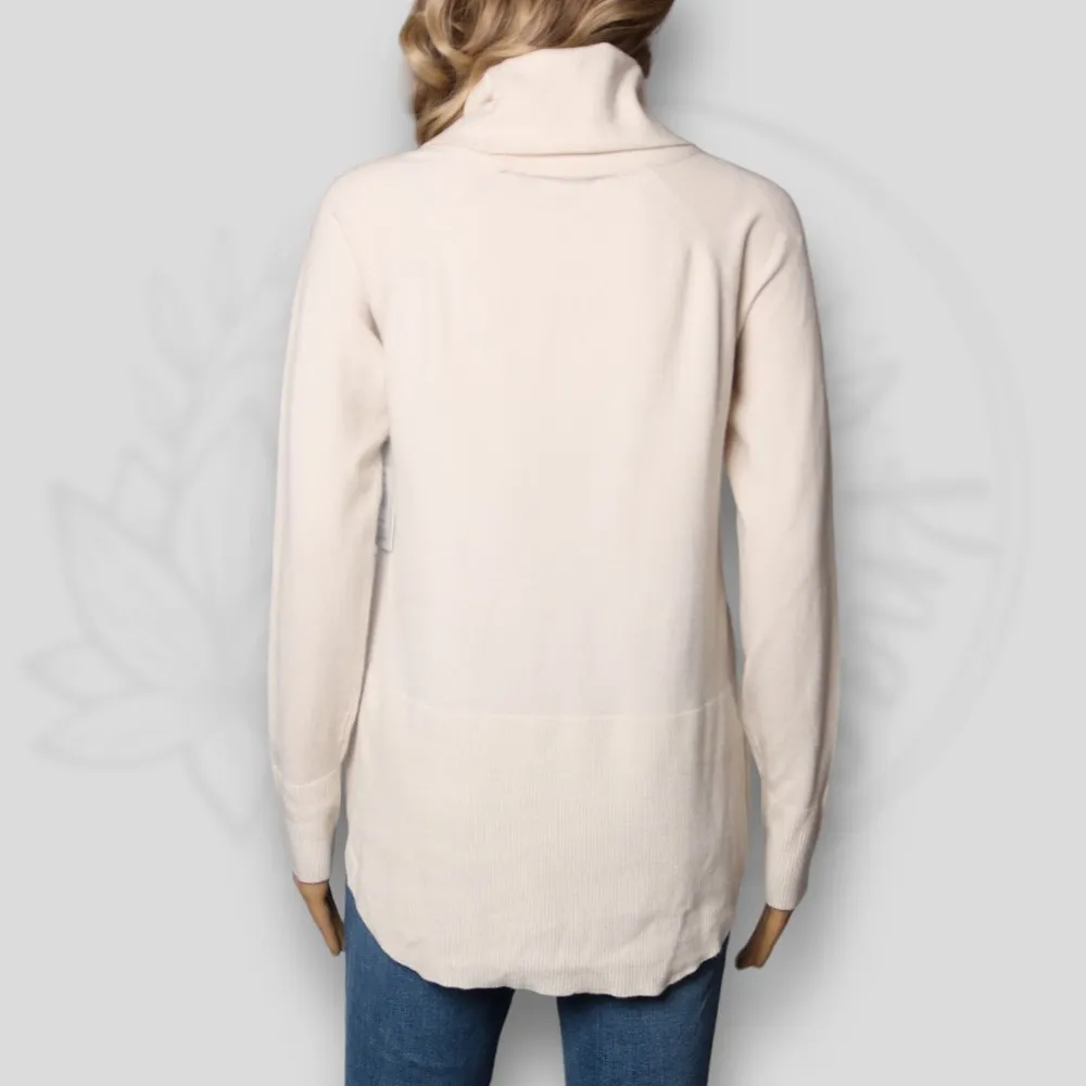 Cyrus Raya by  Knits Waffle Cowl Neck Sweater in Pearl Puff Cream Ivory Size S - Image 8