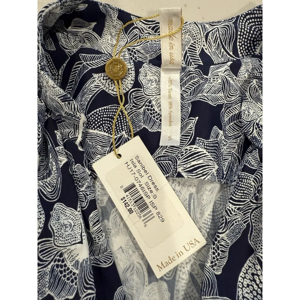 NEW Helen Jon Isla Sol Sanibel Dress Womens Small Pockets Resort Vacation Travel Blue - Image 3