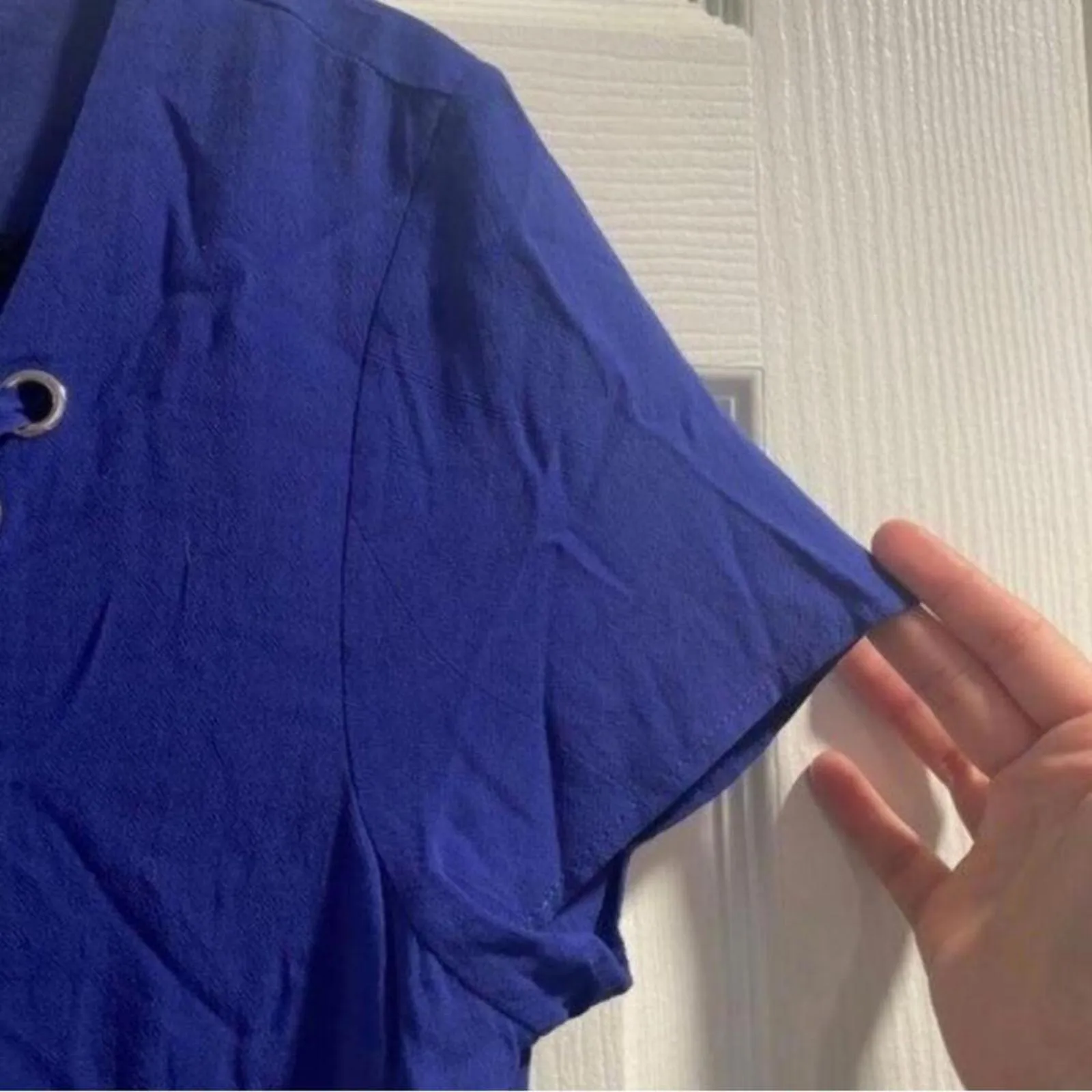 NWT She and Sky blue lace up neckline, casual relaxed, fit shift dress - Image 4