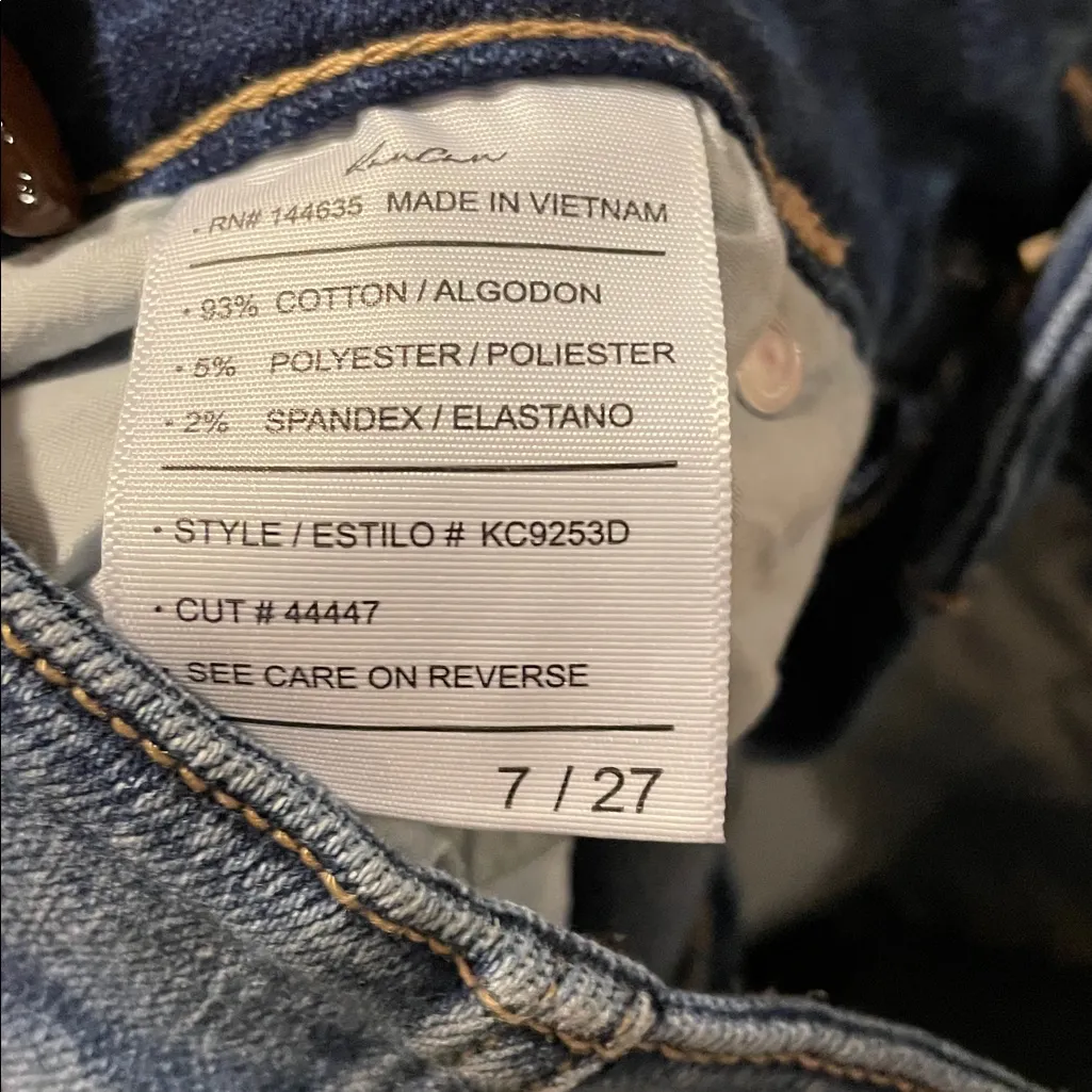 KanCan Dark Blue Distressed Straight Leg Jeans Size 27 - Image 3