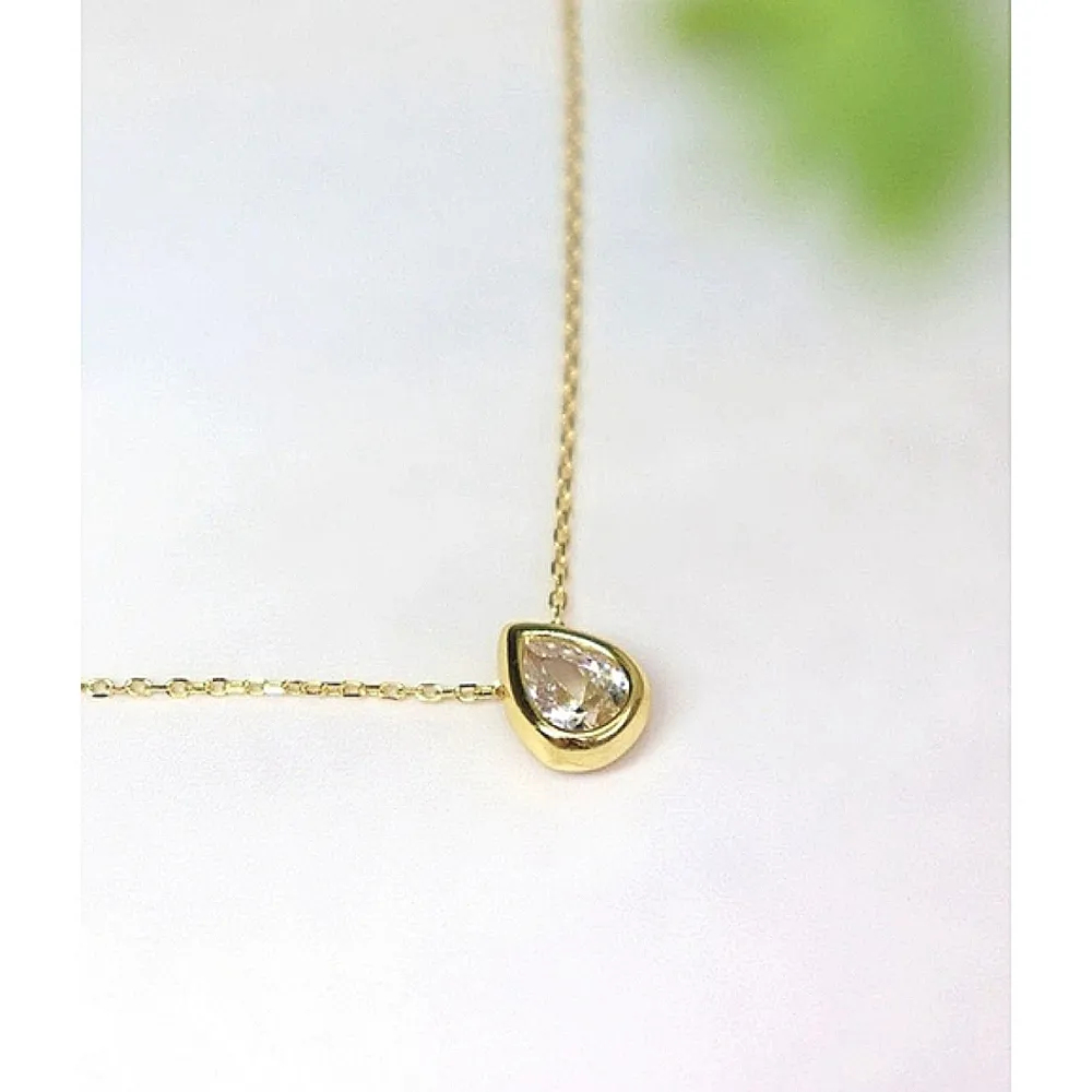 Gold‎ Filled S925 Oval Simulated Diamond Necklace, 16-18" - Image 14