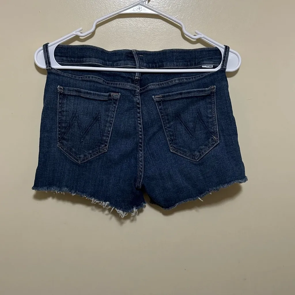 MOTHER Midnight Blue Frayed Jean Shorts Size 26 - Image 2