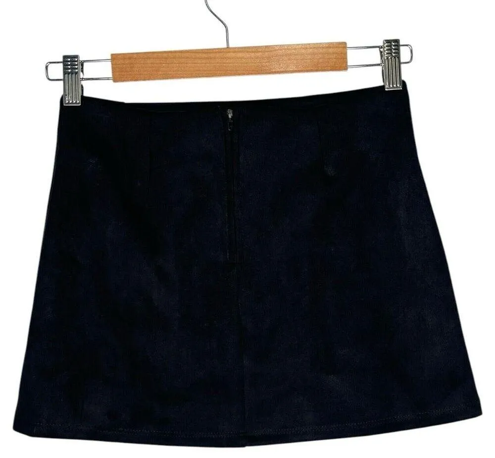 Altard State Mini Skirt Womens S Rory Suede Notch Slit Fitted Flirty Black - Image 3
